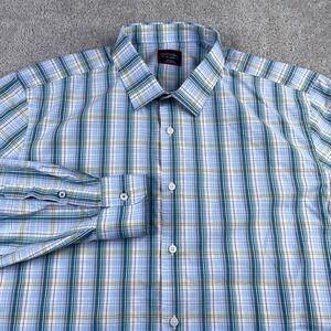UNTUCKit Shirt Mens 2XL‎ XXL Blue Plaid Rutherglen Cotton Regular Fit Button